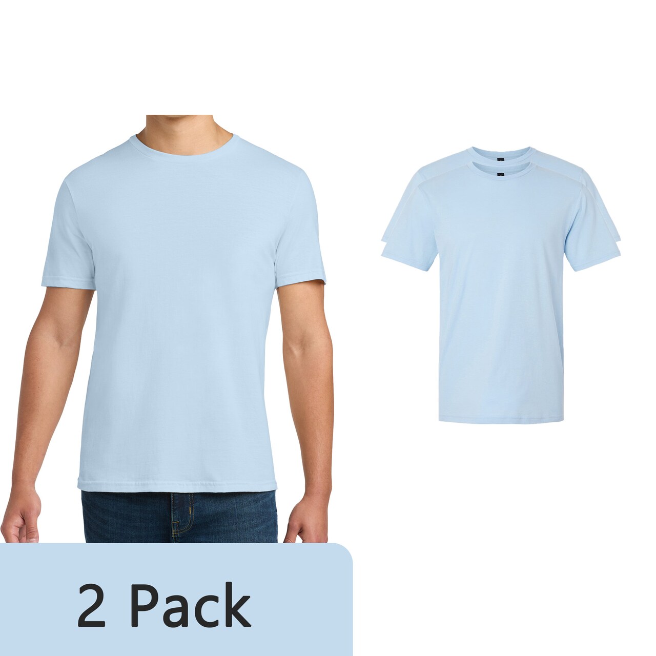 Gildan Men's Softstyle T-Shirt, Short Sleeve Blank Tee for Craft & Custom Printing, Light Blue S-3XL